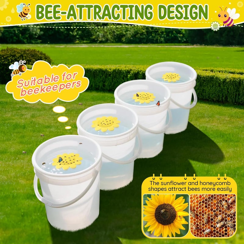 Enhon 4 Pack Bee Watering Station, 8.5 inch Sunflower Floating Bee Island, Butterfly Feeder, Pontoon Watering Station for Butterfly Insect Feeding, Bath and Outdoors Garden Decor - Image 4